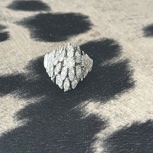 Vintage 50s/60s Cluster Diamond Engagement Ring with 14k white gold